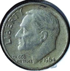 1964 D ROOSEVELT DIME - LAST YEAR OF 90% SILVER - CURRENT MELT $ 6.39 - DR 002