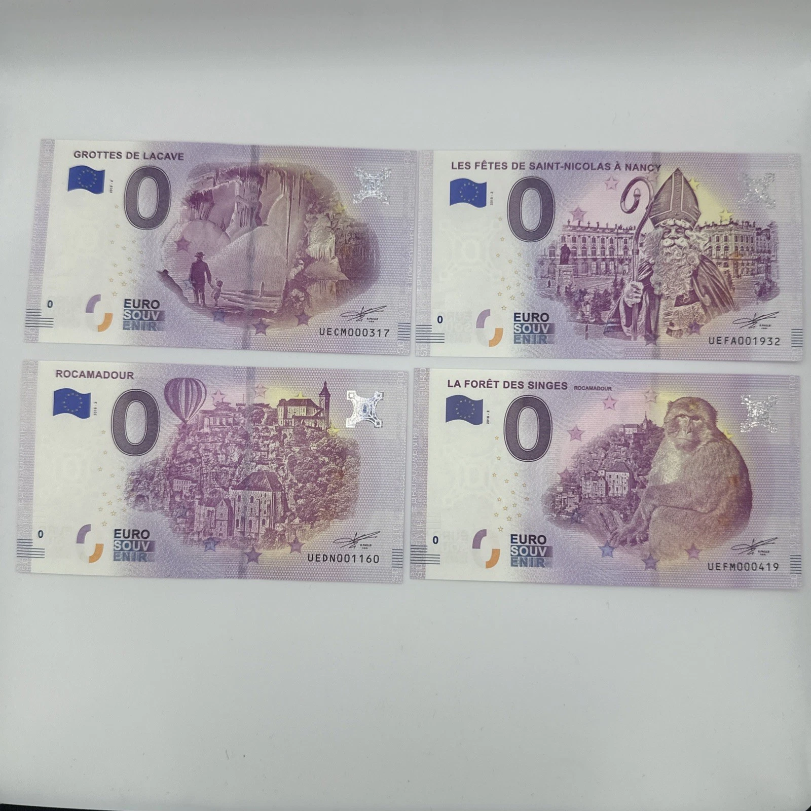 Lot 4 Billets  Zéro 0 € Euro Touristique / Souvenir 2018-2