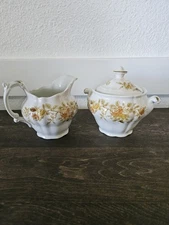 Vintage Ridgway Staffordshire ENGLAND Antique Rose Sugar Bowl & Creamer Set