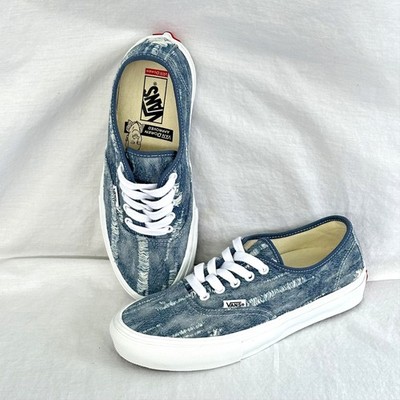 Vans Authentic Van Doren Shoes Mens Size 7 Blue Distressed Denim Sneakers