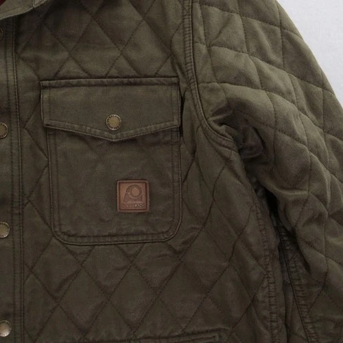 Overland Quilted Coated Cotton Shirt Jacket Men S Dark Olive NWT Deadstock image 6