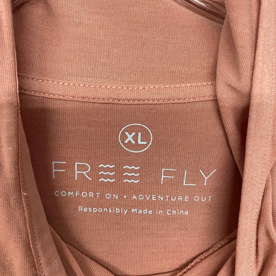 FREE FLY Top Mujer XL Rosa Sudadera con Capucha Manga Larga Bolsillo Cuello Tortuga Bambú Foto 2 de 4