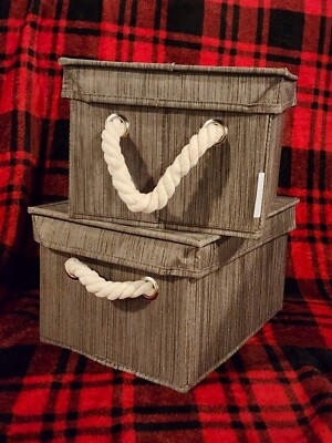 Storageworks Slate Colored Storage Bin W/ Lid 11L (Set Of 2)
