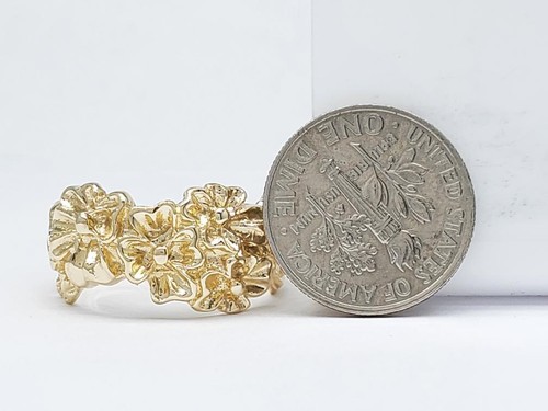 14K Solid Yellow Gold Floral Flower Design Ring Size 7.0 (AP1134595) - Picture 6 of 7