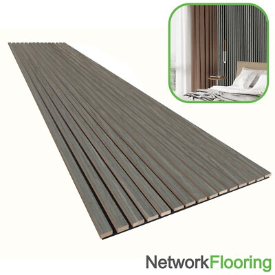 Grau Eiche Akustik Lattenrost Wandplatte Dekorlatte 3D MDF - 2400mm x 600mm