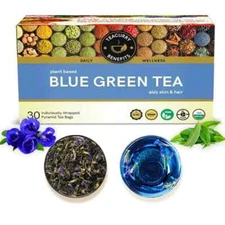 TEACURRY Blue Green Tea (30 Tea Bags) Free Shipping World Wide