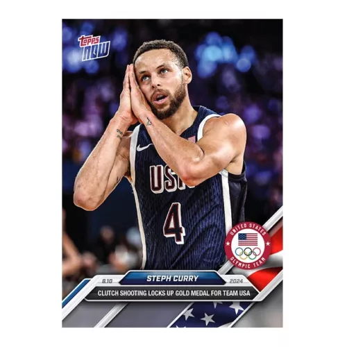 Steph Curry Gold Medal Men’s Basketball 2024 Olympics TOPPS NOW Card 27 Presale