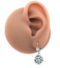 Vintage 925 Sterling Silver Round Cubic Zirconia Ball Dangle Hook Earrings