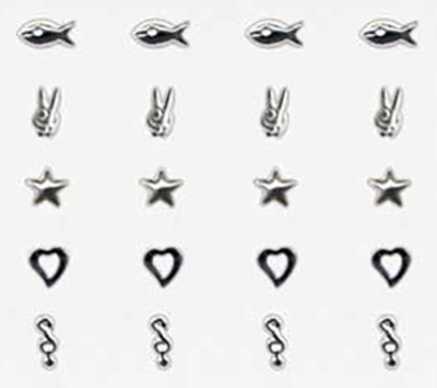 PIERCINGO  5er SET Nasenpiercing ECHT SILBER 925 Nase STERLINGSILBER Nosestud
