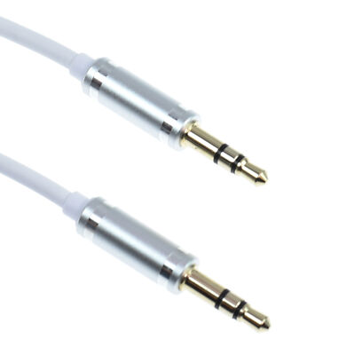 3FT 3.5mm Male Stereo Audio Aux Cable Fits IPhone & Android with Case White