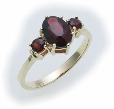 Bague Femme En Or 333 (8 Carats) Avec Grenat - Taille Ajustable - Neuf Avec étiquettes