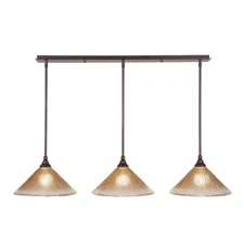 Toltec 3 Light Mini Pendant, Bronze, 12" Amber Crystal - 36-BRZ-700