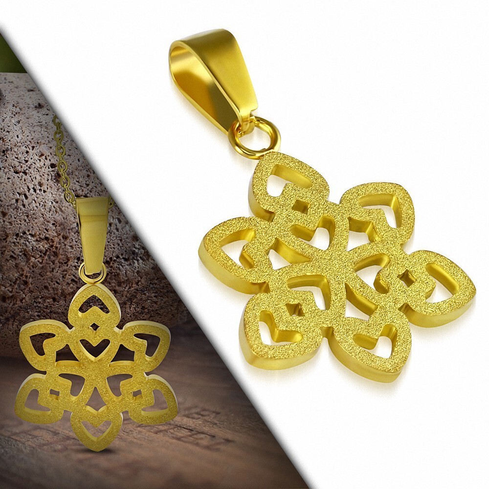 Colgante Copo Nieve de Nieve En Acero Dorado Equipamiento Sandblast