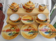 23 pc CHILDS TEA SET TREE IN THE MEADOW WINDMILL teapot creamer JAPAN TOY