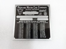 Data Plate Fits To Packard 1941 Cowl Plate V299-8