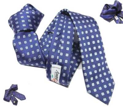 Cravate En Soie Italienne Imprimée Bleu Azur Avec Motifs Gris - Largeur Classique, Longueur Standard
