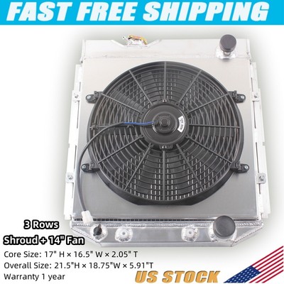 For ford 1964-66 Mustang/60-65 Falcon Comet l6 V8 3 Rows Radiator+Shroud fan  /C