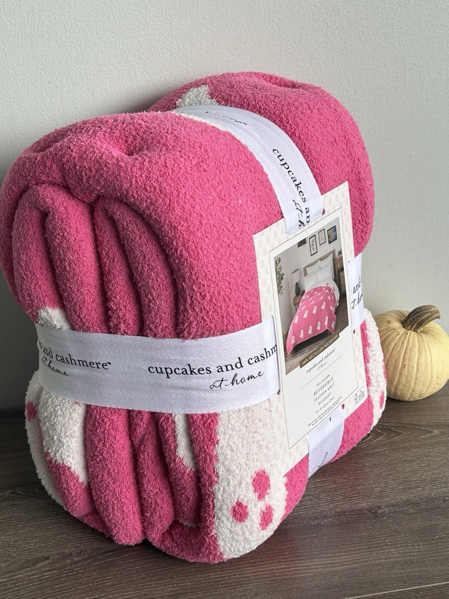 Cupcakes & Cashmere Halloween Pink White Ghost Reversible Throw