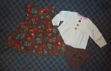 CARTERS - PRECIOUS 3-PC FLORAL DRESS/SWEATER/DC OUTFIT - GIRLS 6 MOS