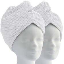 Haarturban, Mikrofaser Turban Handtuch mit Knopf (2er Set, weiß) Kopfhandtuch
