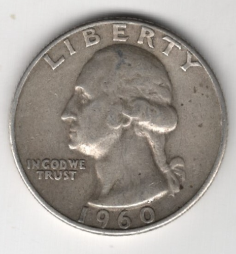 1960 D QUARTER 90% SILVER 25 CENTS DENVER MINT UNITED STATES OF AMERICA USA 25¢