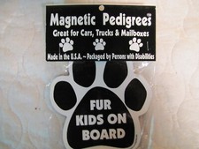 Magnetic Pedigrees DOG Paw Magnet FUR KIDS ON BOARD Truck Mail Box