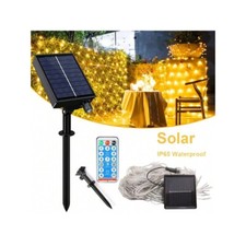 96 LED Solar Net Mesh Curtain Lights Fairy String Light Christmas Wedding Decor