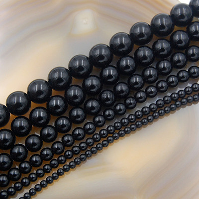 3mm Gemstone Beads Frosted Natural Black Agate Undyed