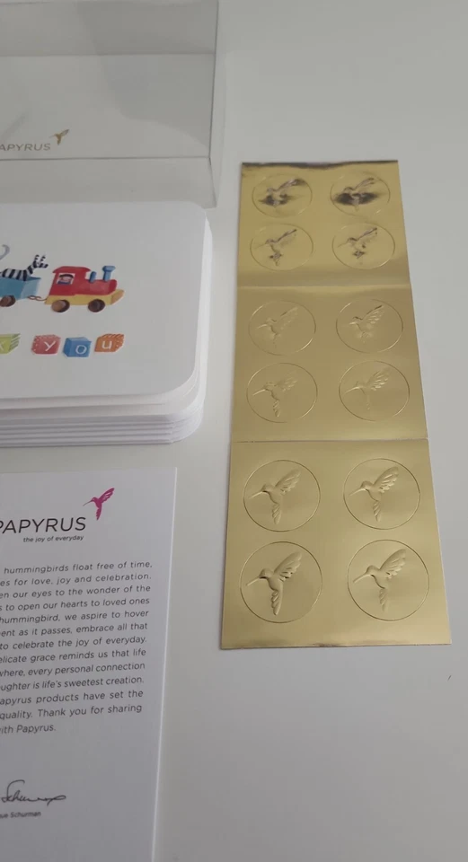 Tarjetas de agradecimiento de cumpleaños o baby shower de papiro con sobres y pegatinas - lindas Foto 3 de 4