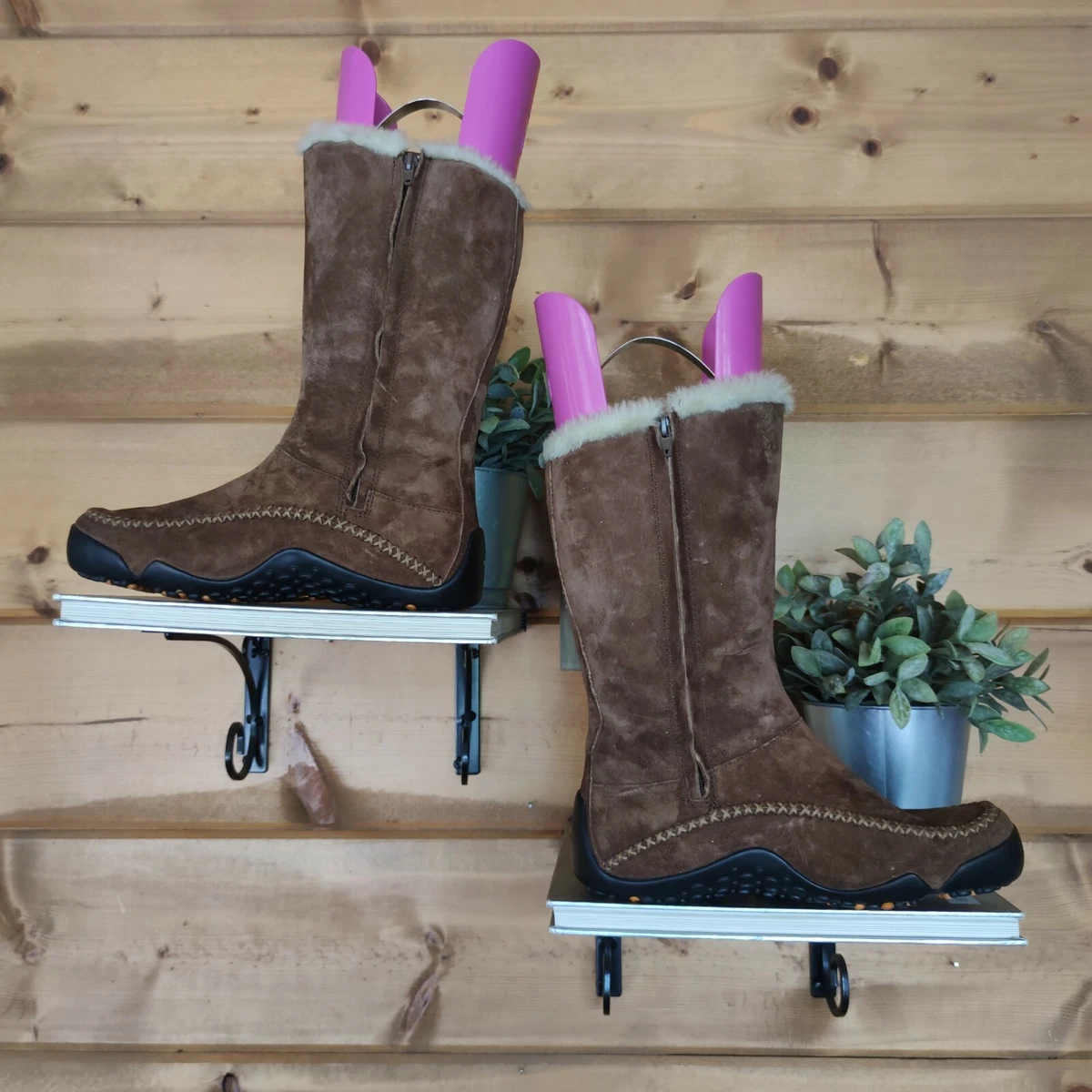 Wolverine Women s ICS Suede Leather Boots Hiking Sherpa Lined Zip
