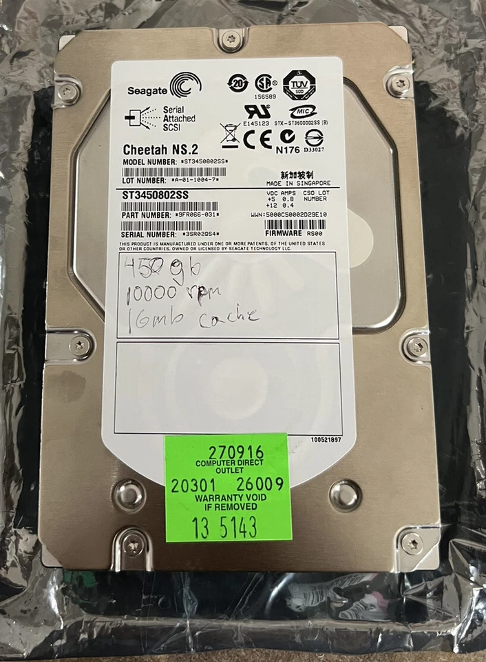 Seagate Cheetah NS.2 SAS 450GB,Internal,10K RPM,3.5"(ST3450802SS) HDD 16mb cache - Image 2 of 2