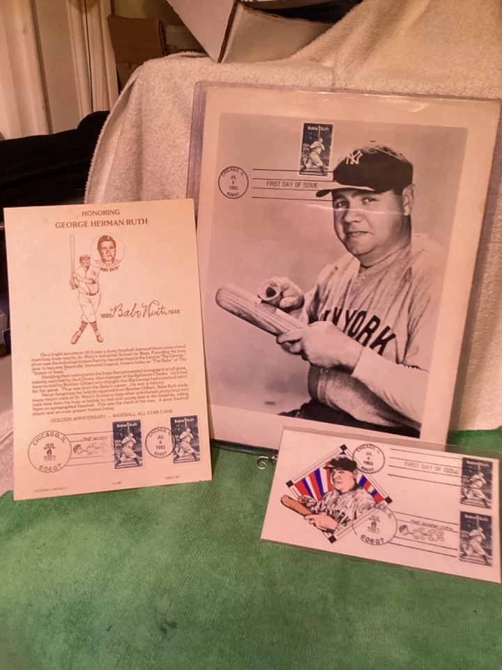 Babe Ruth NY Yankees First Day Issue Envelope & Stamp 1983 Unused baseball Jul 6 - Image 2 of 4
