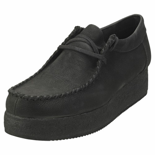 black leather wallabees