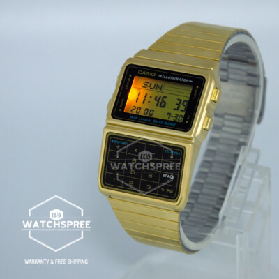 Casio Data Bank Gold Tone Stainless Steel Band Watch DBC611G-1D