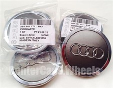 4x 2002-2019 Audi Silver 70mm Center Caps 2.70 Gray Wheel Caps Remanufactured