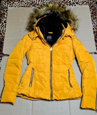 BNWOT ZARA MUSTARD PUFFA JACKET SIZE XS DOWN FILLED BRAND NEW 