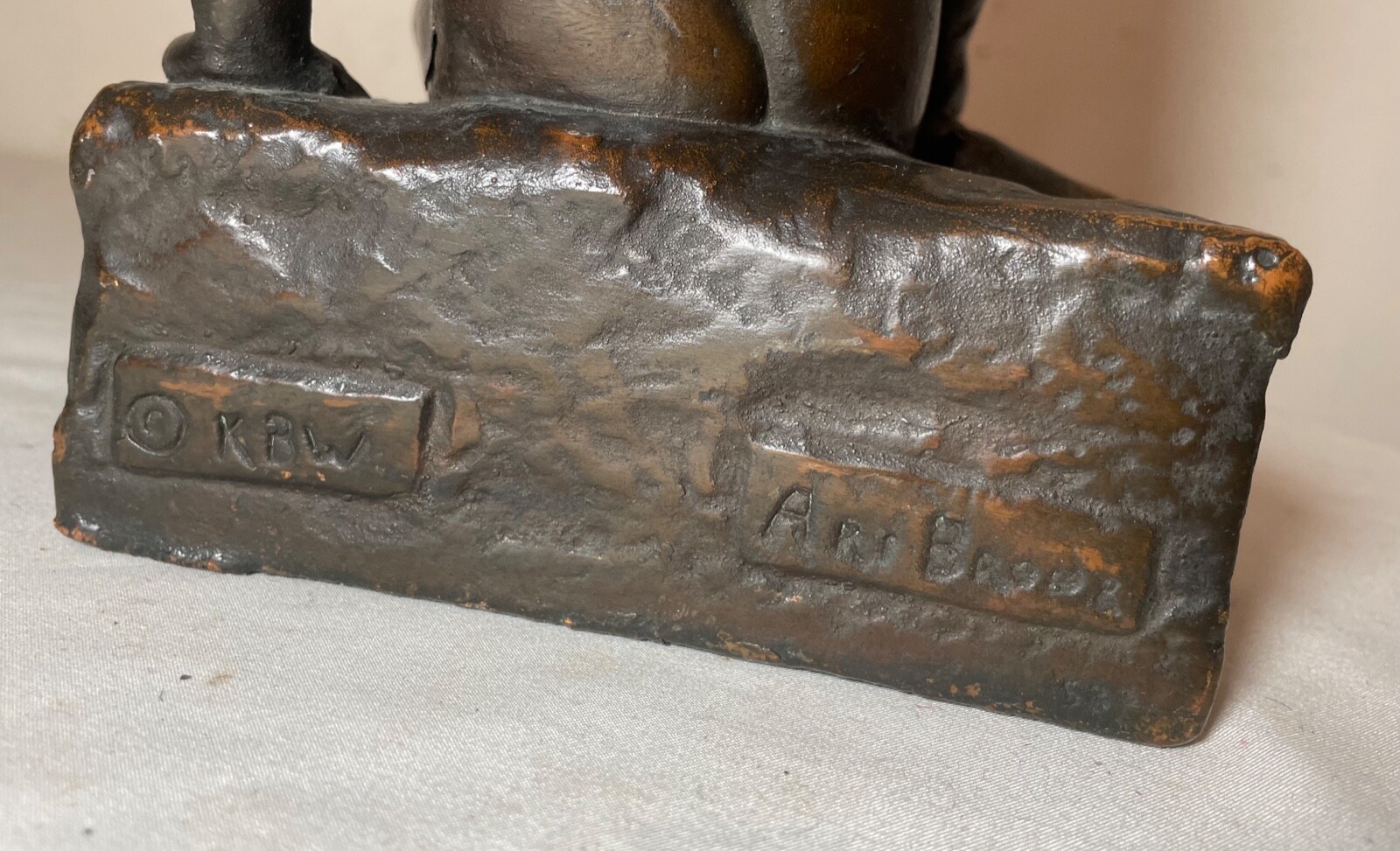 LARGE Antique KBW Kathodian Bronze Clad Nude Lady Bust Art Statue sculpture