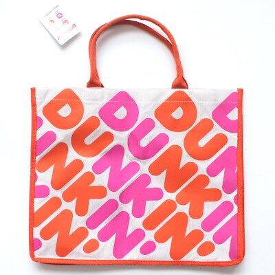 Dunkin Donuts Limited Edition 2019 Tote Beach Bag Coffee Beige Pink Orange B19