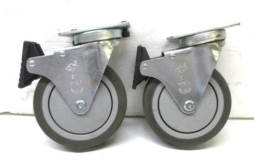 DURABLE SUPERIOR 5" X 1-1/8" SWIVEL CASTER WHEEL, WITH BRAKE, LOT OF 2