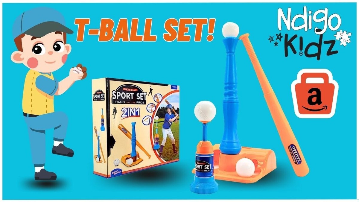 Set T-Ball Enfant – Lanceur Auto, Batte & 3 Balles – Hauteur Réglable – Sport Extérieur – Coordination – Cadeau