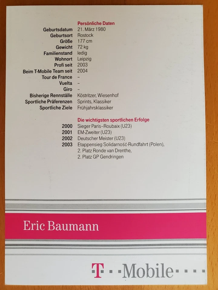 Autogrammkarte Eric Baumann Radsport Autogramm - Bild 2 von 2