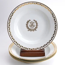Chateau St Cloud Service Sevres Set of 3 Rim Soup Bowls w Flaws Louis Philippe
