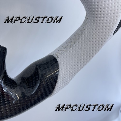 Fit For Chevrolet Corvette C5 Z06 Carbon Fiber Steering Wheel White Leather - Picture 4 of 7
