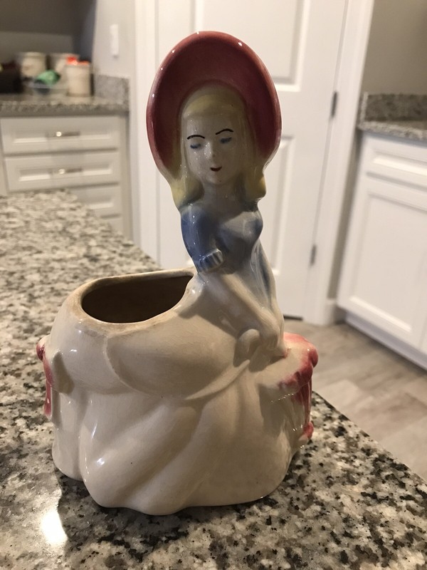 Vintage Mid Century 1950s USA # 247 Porcelain Girl Planter McCoy Shawnee Hull