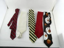 Lot of 5 Mixed Brand and Materials Ties Basketball Red Colors Renaissance GOOD