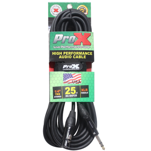 Pro X 25 Ft. Balanced 1/4" TRS to XLR3-F High Performance Audio Cable - Picture 2 of 3