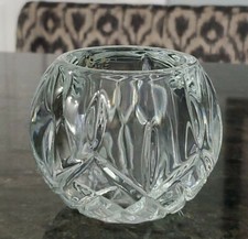 Vntg.HOMCO Round Votive Crystal Sphere Heavy Candle Holder Made In the USA 3"