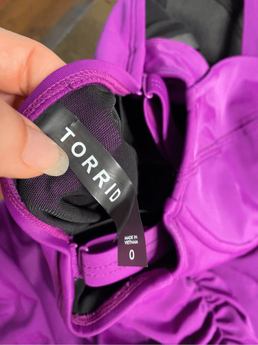 Torrid 0 plus size Lace Up Front One Piece Swimsuit purple missing drawstring - Picture 8 of 8