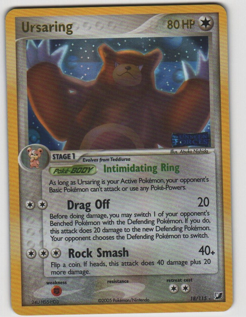 Ursaring Rare Unseen Forces 18/115 Reverse Holo Near Mint Pokemon
