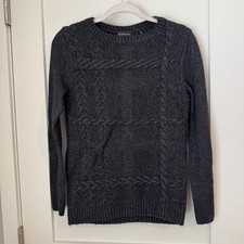 Barbour Winter Tartan Cable Knit Sweater Charcoal Gray Women's Size 10